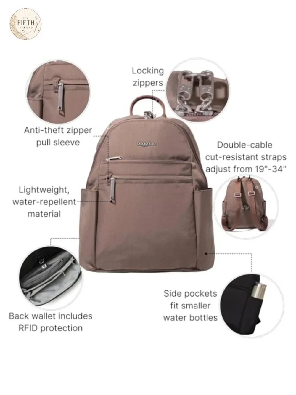 Securtex Anti-Theft Travel Backpack RFID Slash-Resistant Nylon Daypack